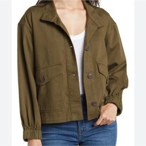 Madewell Bayview Balloon Sleeve Jacket Kale Green Button-down Size Small